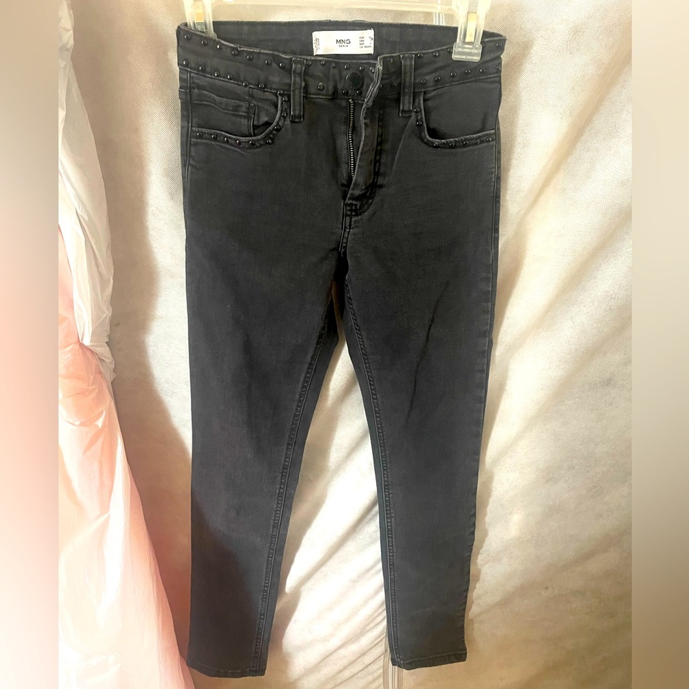 Mango Black Denim Studded Jeans